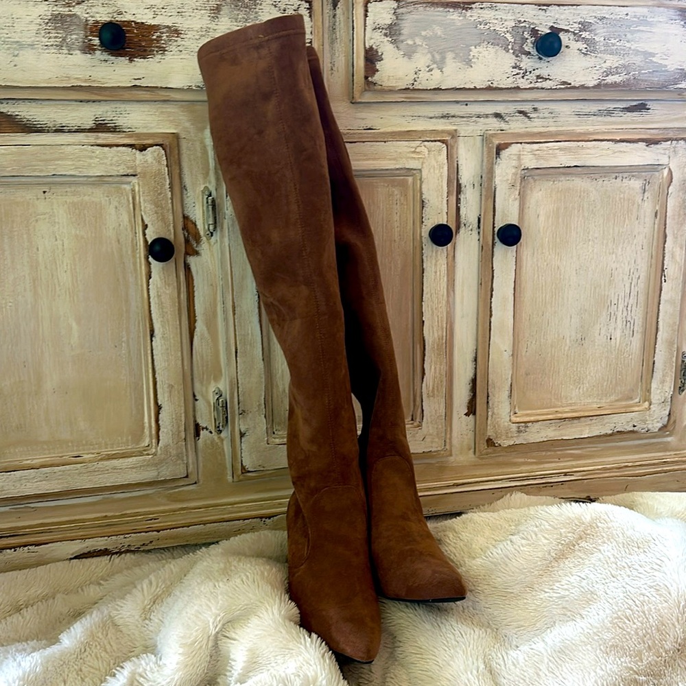 Faux suede over the knee boots